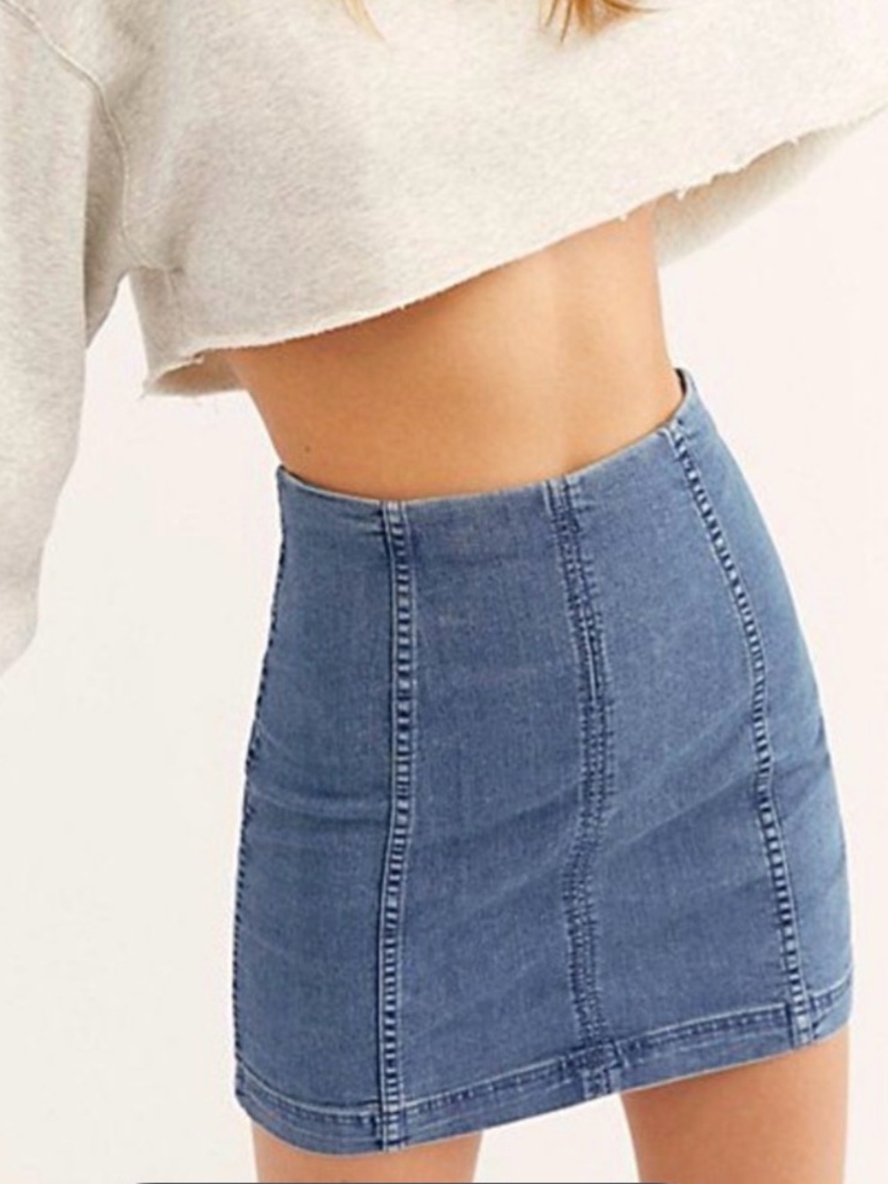 Free People Modern Femme Denim Panel Mini Skirt in Blue size 4 - Picture 1 of 5